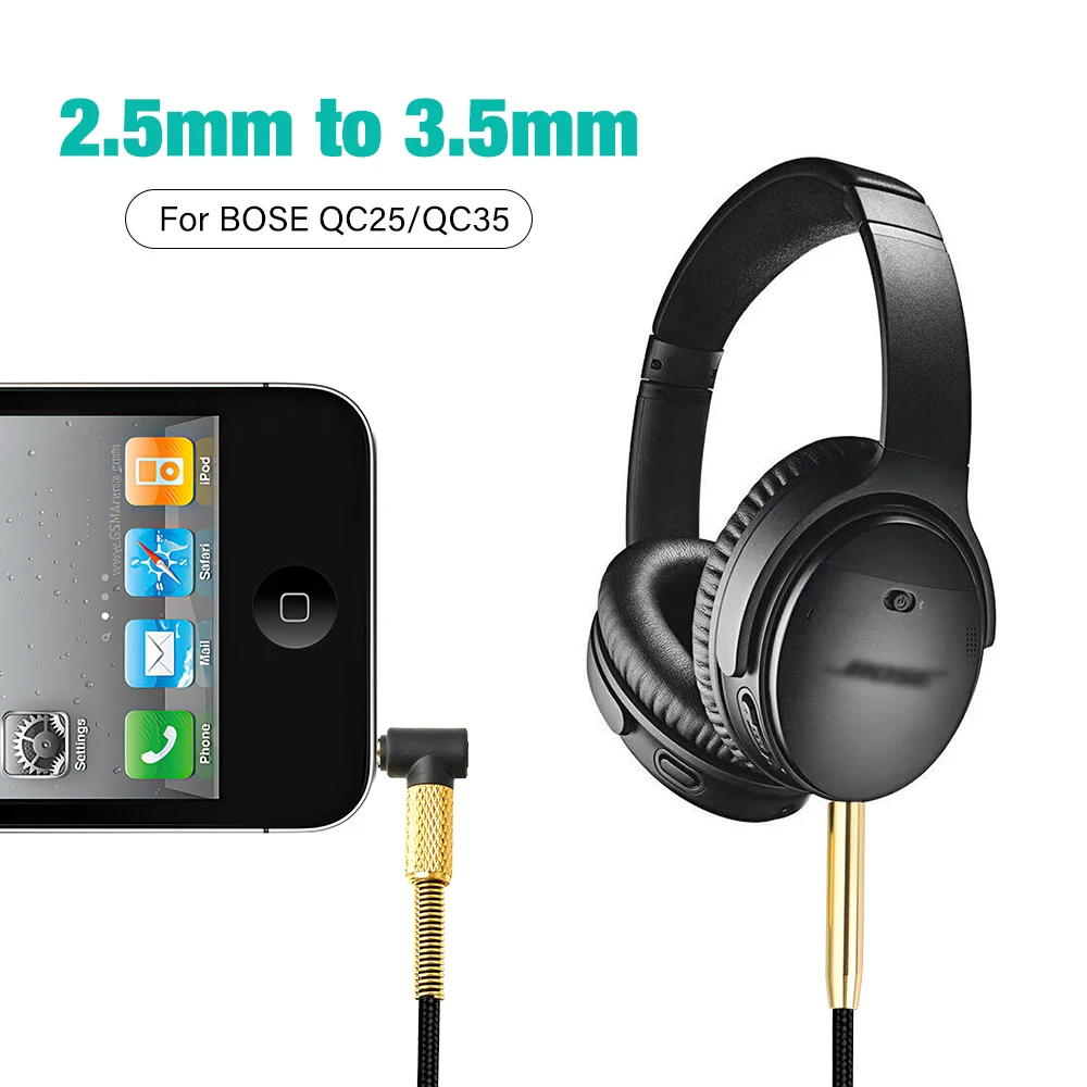3.5mm to 2.5mm Aux Cable for Bose 700 QC45 QC35 QC25 OE2 AE2 JBL E45BT E55BT E65BTNC Audio Replacement Wire with Volume Control