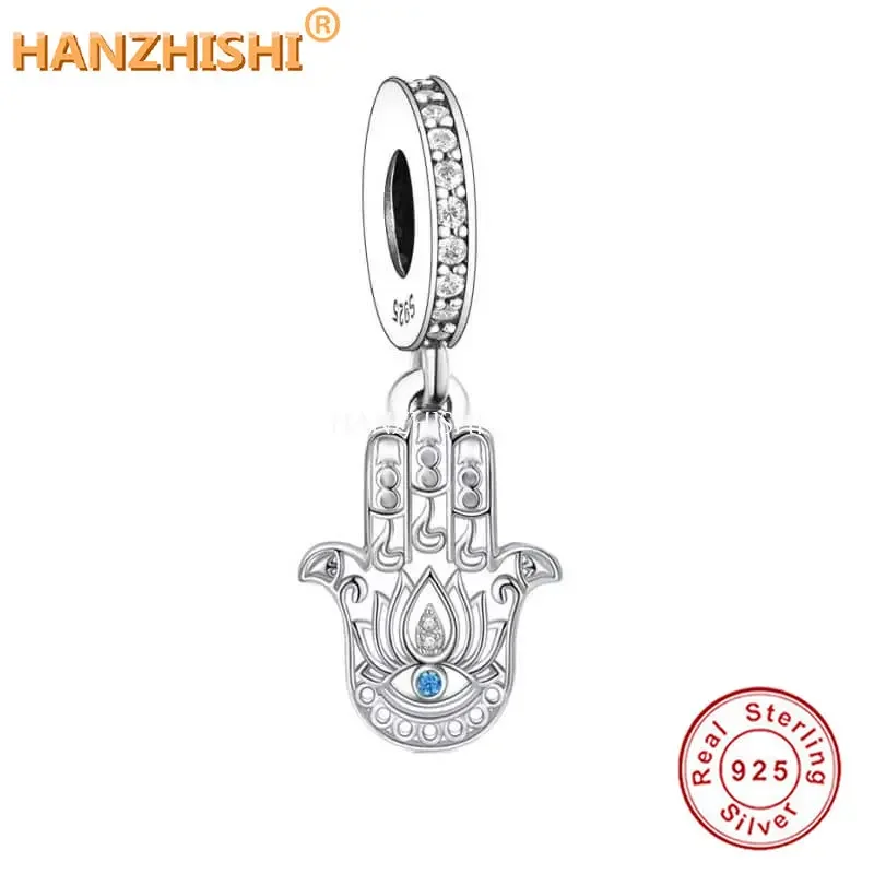 

New Style 925 Sterling Silver Sunflower Fish Palm Cross Heart Dangle Charm Beads Fit Original Pandora Bracelet Jewelry Making