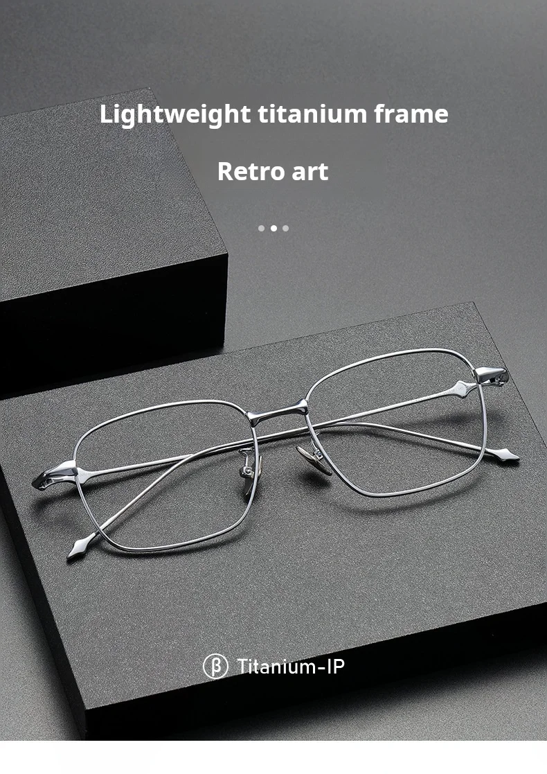 MOMOJA Retro Square Herren- und Damenbrille aus hochwertigem Titan, ultraleicht, modisch, personalisiert, Designer-Brillengestell AD702 – Detail 9