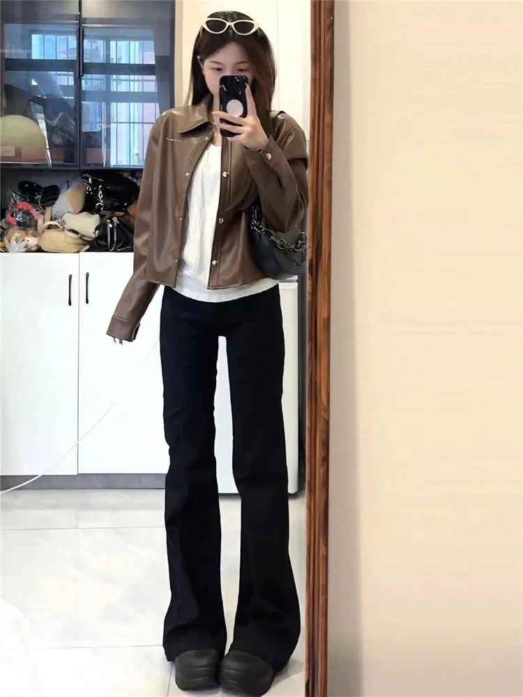 

American Style Low Waist Bell Bottom Jeans Women's Spring Autumn Loose Slimming Tall Extended Length Floor Sweeping Pants