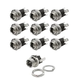 10Pcs DC025M 5.5 x 2.1mm DC Power Panel Mount Female Socket Connector DC Power Jack Plugs Adapter With Nut