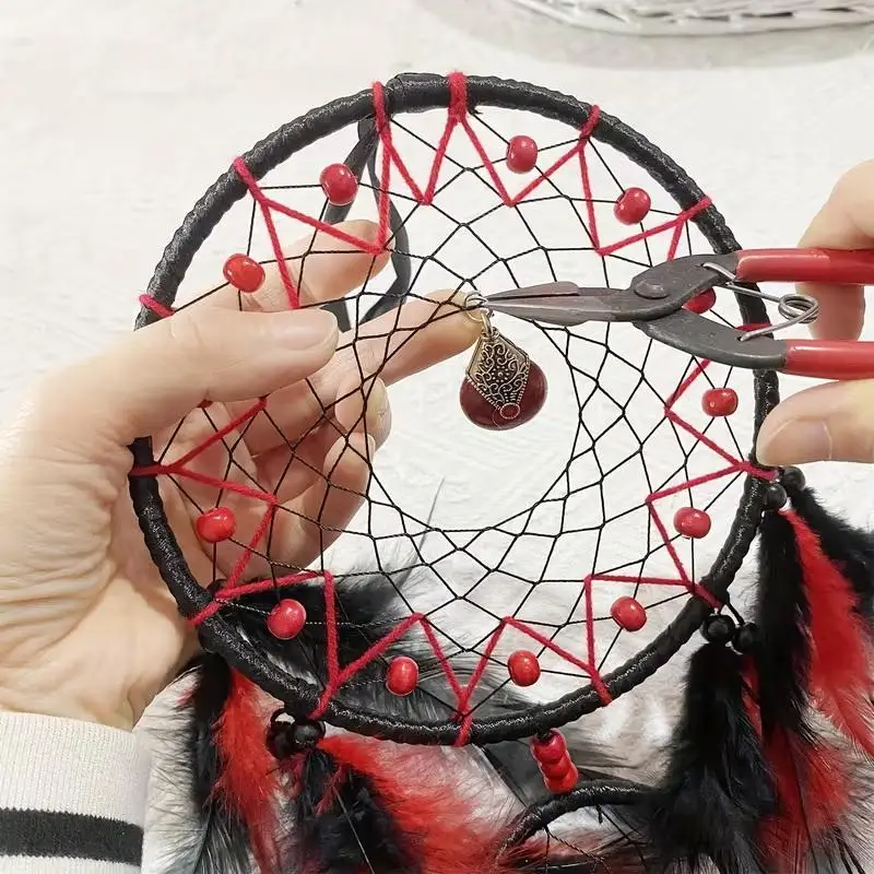 Hand-woven Dreamcatcher Wind Chimes, Adorned With Artificial Feathers And Crystals, Exquisite Wall Decoration