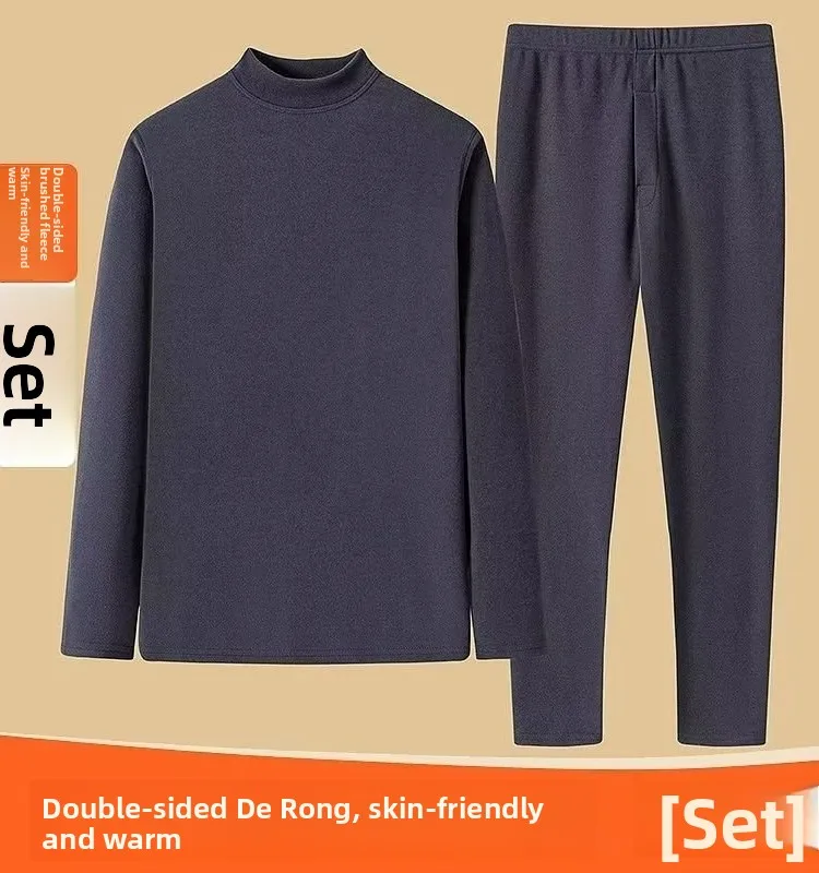 

Men's Thermal Underwear Set Self-Heating Seamless Dervo Autumn Winter Two-Piece Suit Long Sleeve round Neck Pants for Younger...