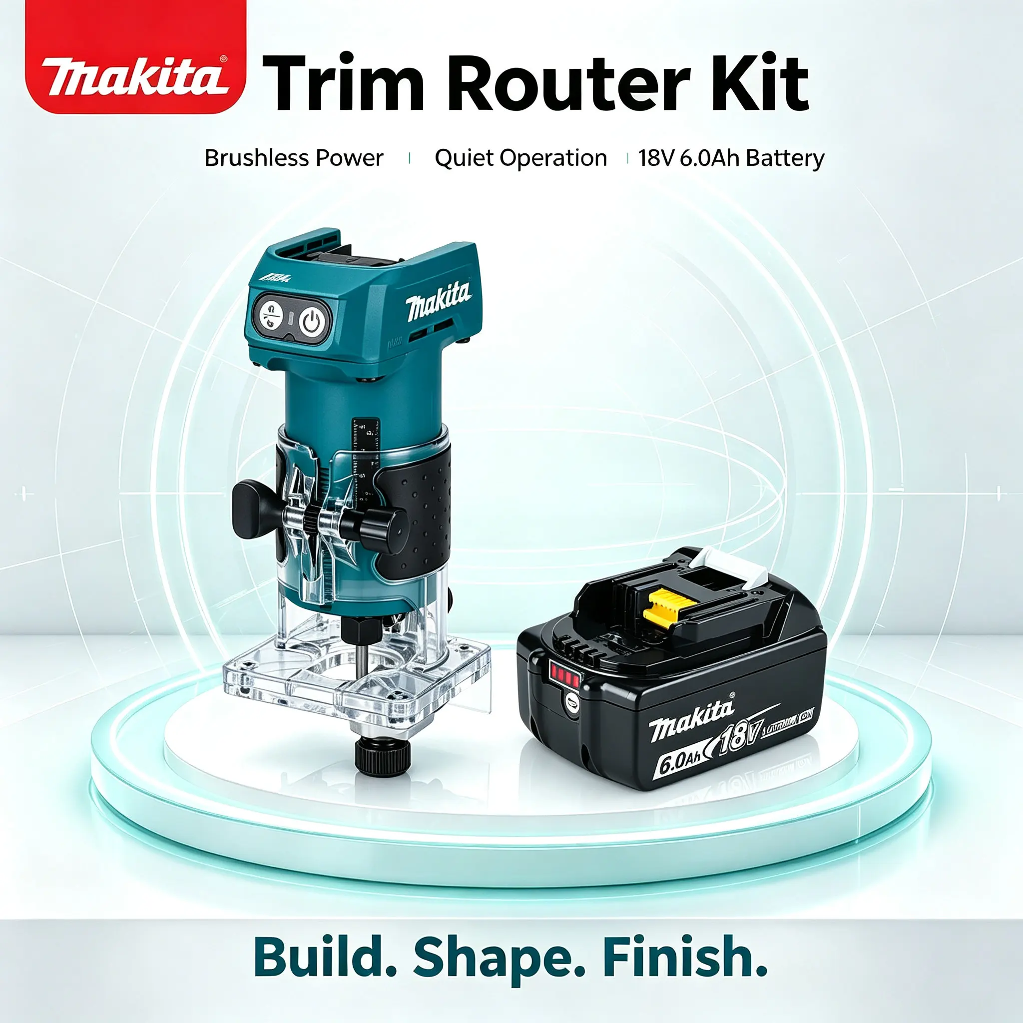 Makita DRT52 18V LXT Kompakter Akku-Router Flexible Bedienung Leistungsstarkes Multifunktions-Holzbearbeitungsgerät Für Kantenprofilierung, Nutenfräsen, Schlitzbildung, Möbelrestaurierung und Handwerk