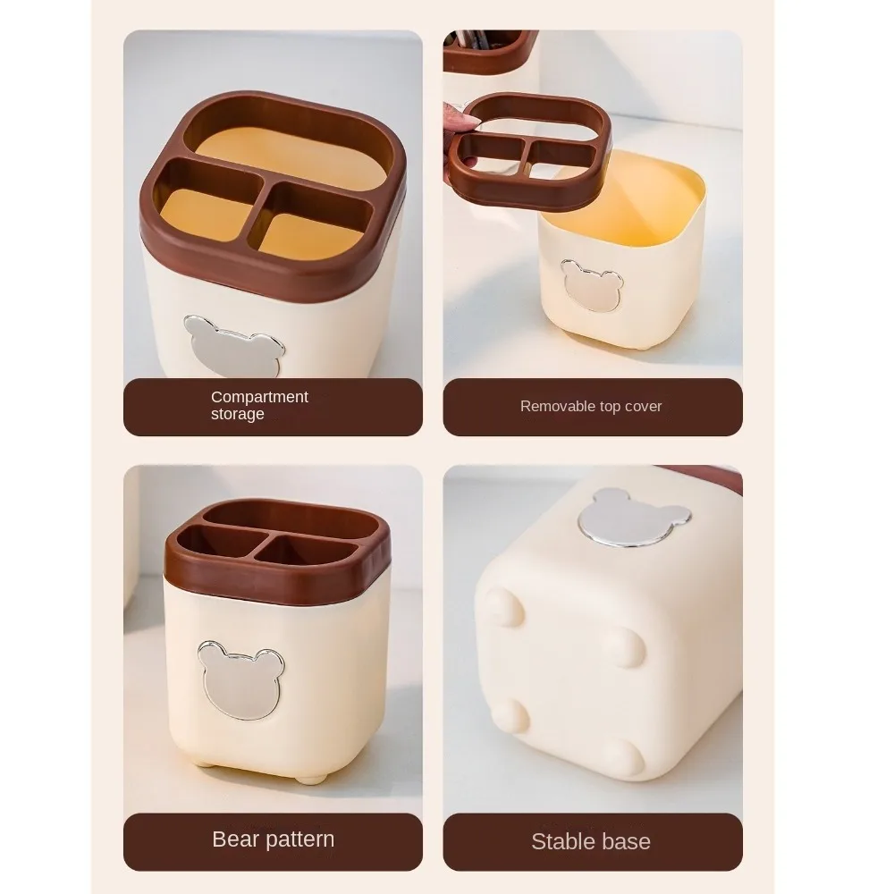 New Cute Bear Pen Holder Multifunctional Large Capacity Desktop Storage Box Pen Container Gift