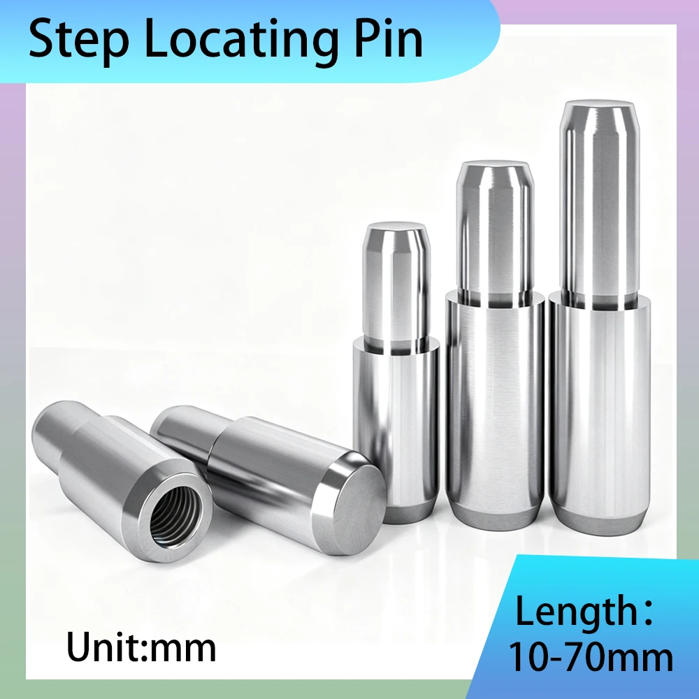 2-8Pcs Step Locating Pin Length 10mm-70mm SUJ2 Bearing Steel Solid Step Internal Thread Mold Positioning Pin Die & Fixture