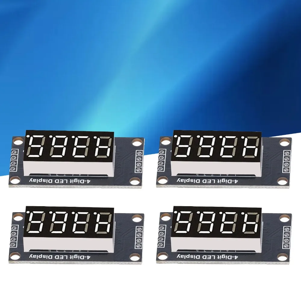 4 Set 0,36 Zoll digitales Röhrenanzeigemodul 4-stelliges 7-Segment TM1637 Antriebschip LED-Segmentdisplay mit Pin-Header