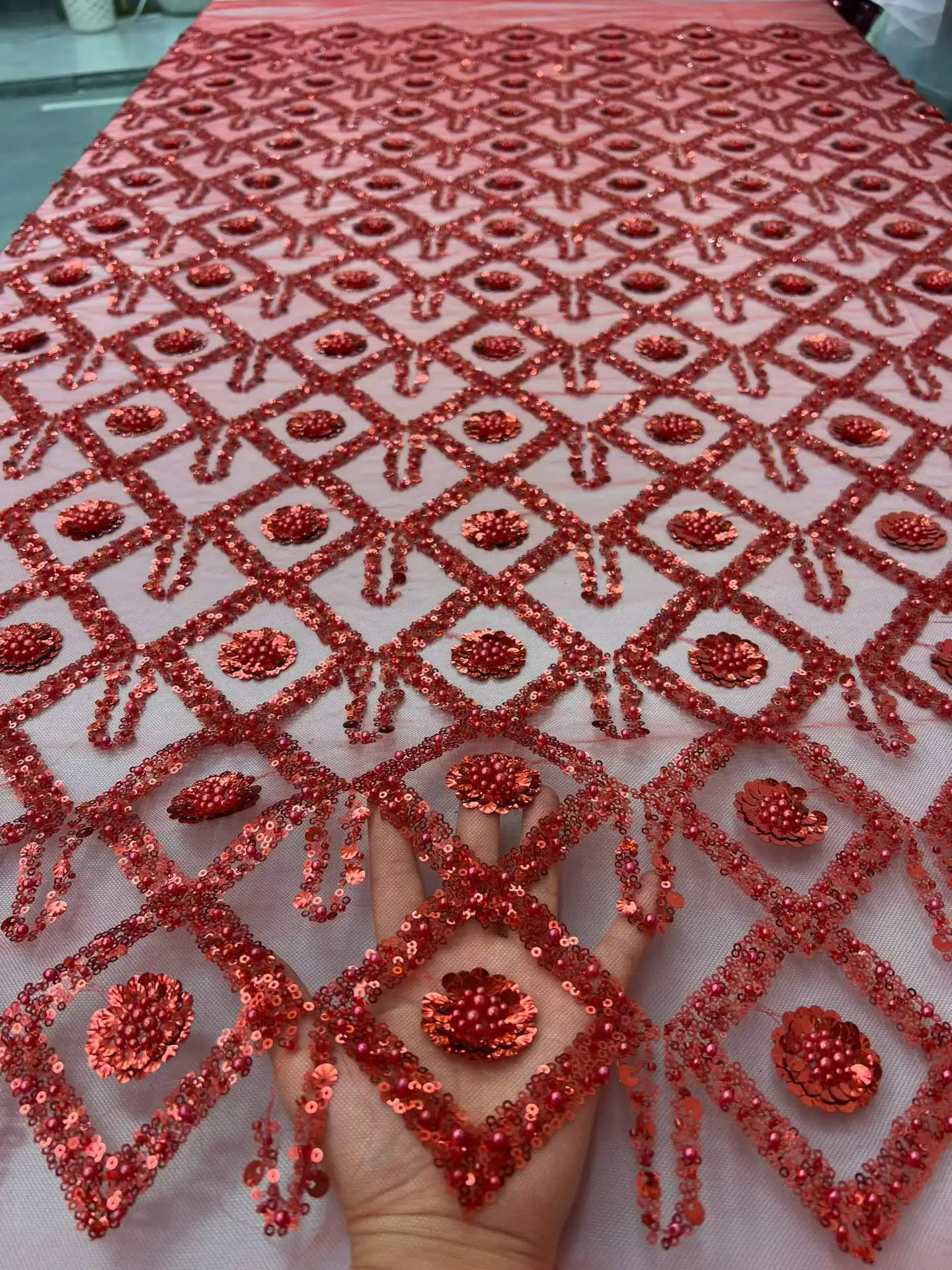

Red African Groom Tulle lace Fabric 2026 High Quality Sequins Embroidery French Tulle Laces For Nigeiran Party Dresses Sewing