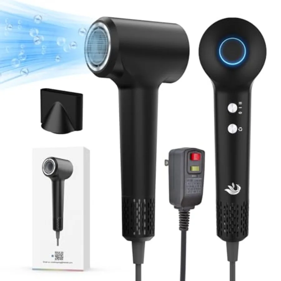 

Hair Dryer 110000 RPM High-Speed Brushless Motor Fast Drying Blow Dryer 57dB Low Noise Hair Dryer for Home or Travel 3 Temps an
