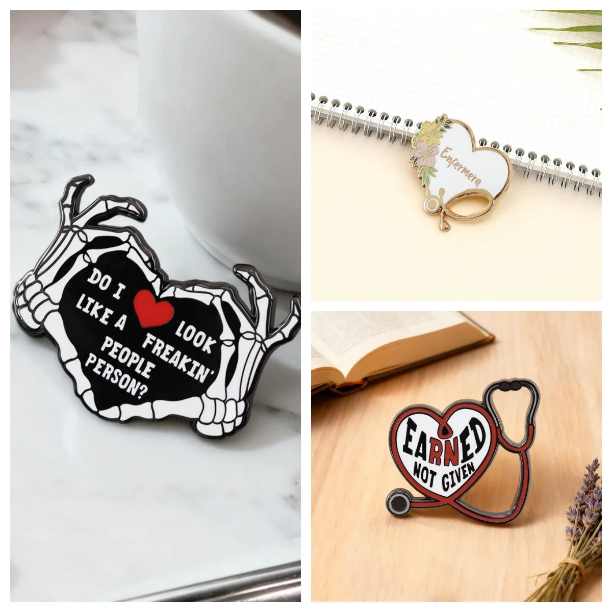 Creative enamel pin, heart-shaped design, badge, clothing, backpack, hat decoration, fan collection accessories