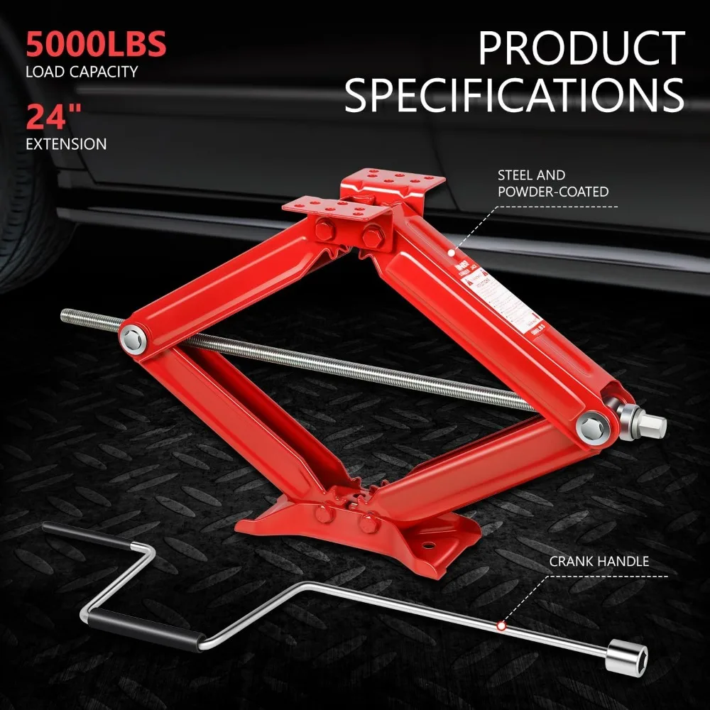 ชุดแม่แรงยึดรถพ่วง RV แบบกรรไกร 2 ชิ้น รับน้ำหนักได้ 5000 ปอนด์ พร้อมมือหมุนปรับความสูงได้ 4-24 นิ้ว