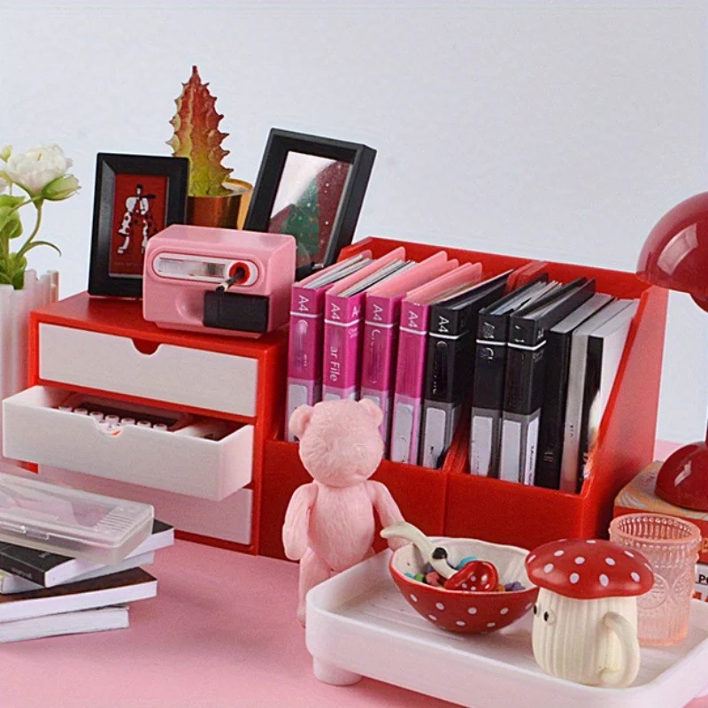 1set Miniatur Datei Organizer Büro Set Modell Buch Stehen Schublade Schrank Puppenhaus Simulation Schreibtisch Zubehör Spielzeug Spielen Geschenk
