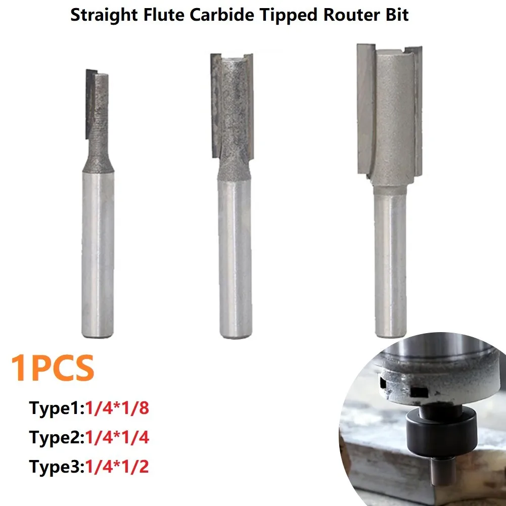 1/4Inch Schacht Rechte Fluit Carbide Freesmachine Wolfraam Router Bit Carbide Router Bit Houtbewerking Gereedschapsset