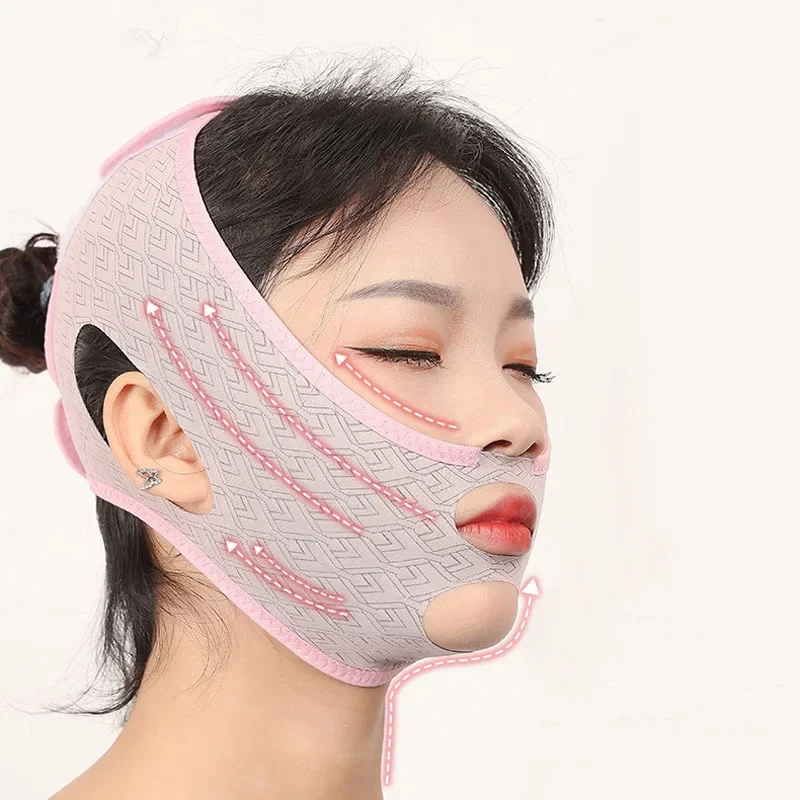 ยกและกระชับใบหน้าผ้าพันแผลกระชับสัดส่วน Anti-Sagging Jawline Contour Double Chin REDUCER นํากลับมาใช้ใหม่ได้ Face Lift อุปกรณ์