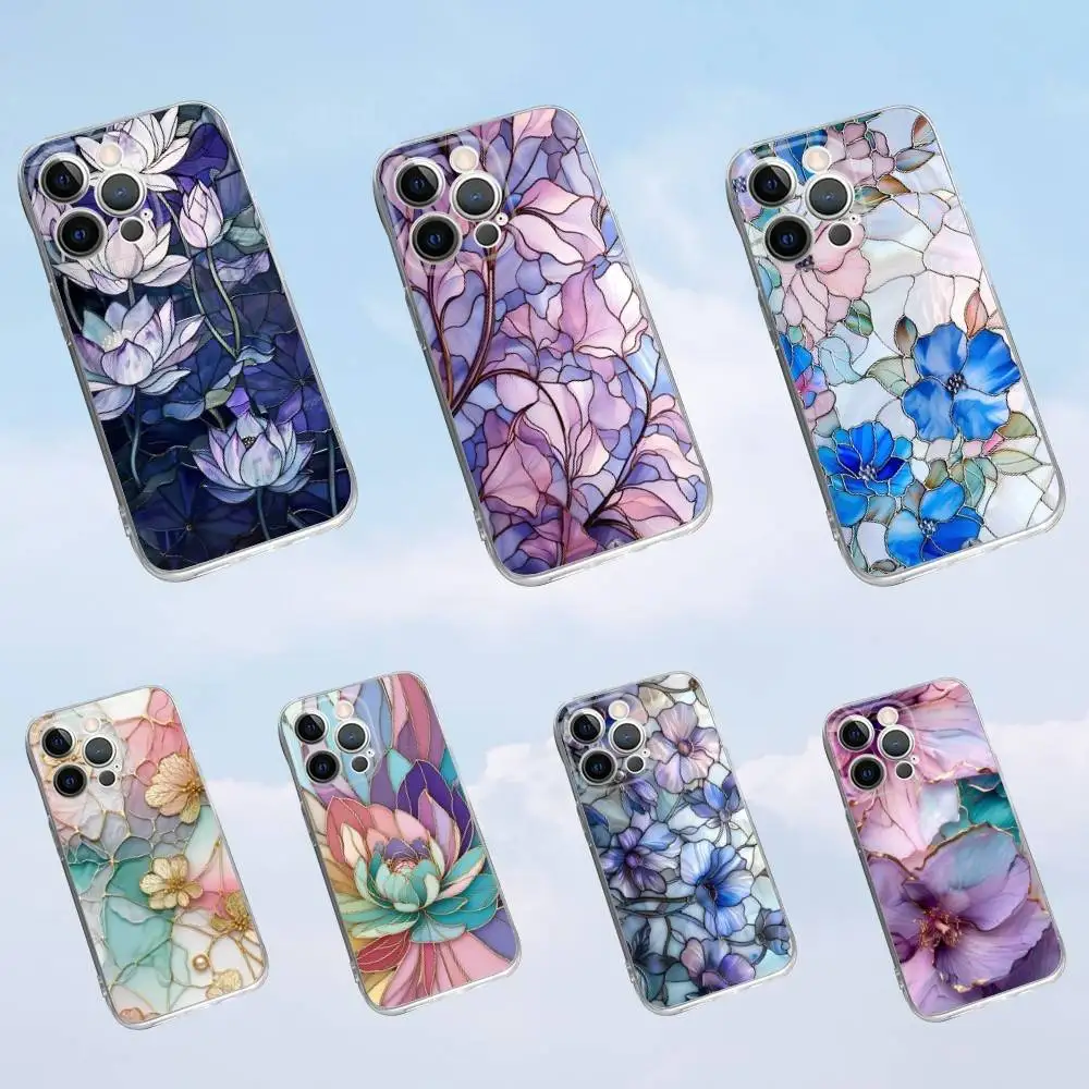 

Artistic flower carving Phone Case For iPhone 16,15,14,13,12,11 Pro,Max,Plus,X,XS,XR,SE,Mini Transparent Silicone Soft