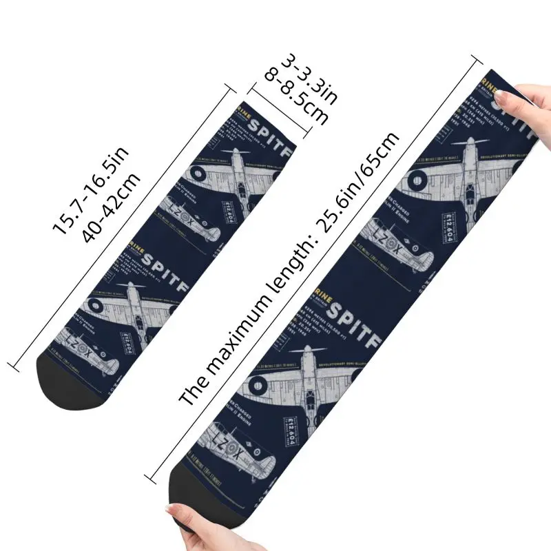 Supermarine Spitfire Crew Socks para homens e mulheres, moda quente, novidade, caça, piloto, aeronave, avião, avião