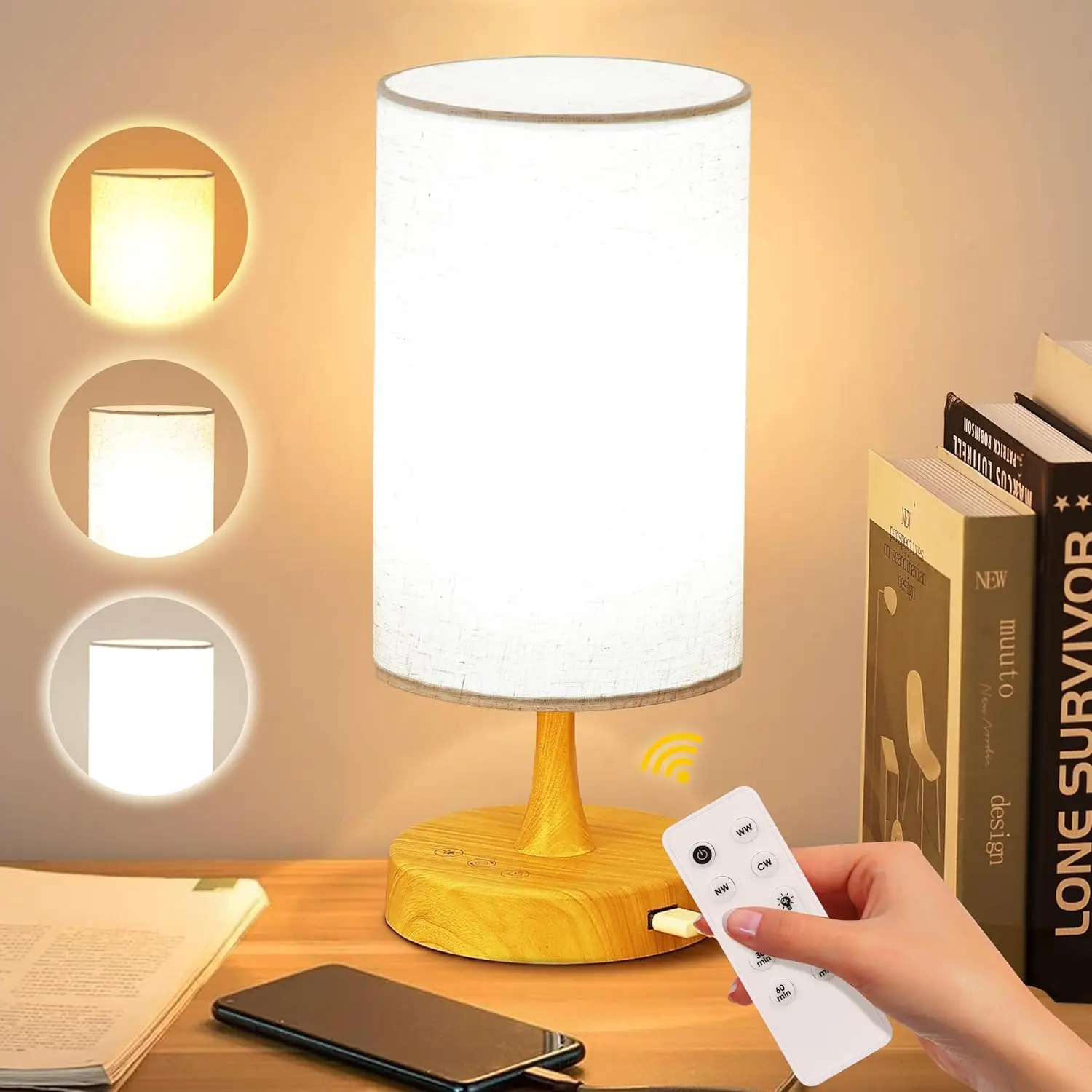 

Light Therapy Lamp with Remote, 3 Color Temps & 4 Brightness Levels, Timer for Home Office