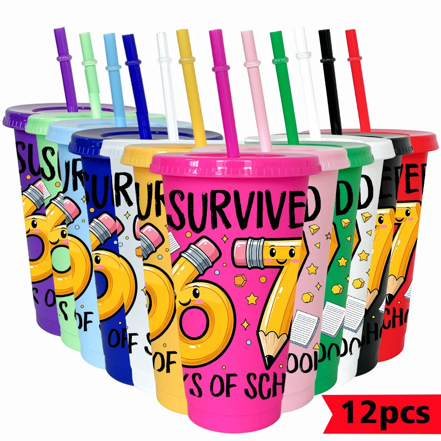 

12 шт./упак., карандаши со звездами, 26 унций, красочный пластиковый стакан, посуда для питья на день рождения, чашка для воды для возвращения на родину