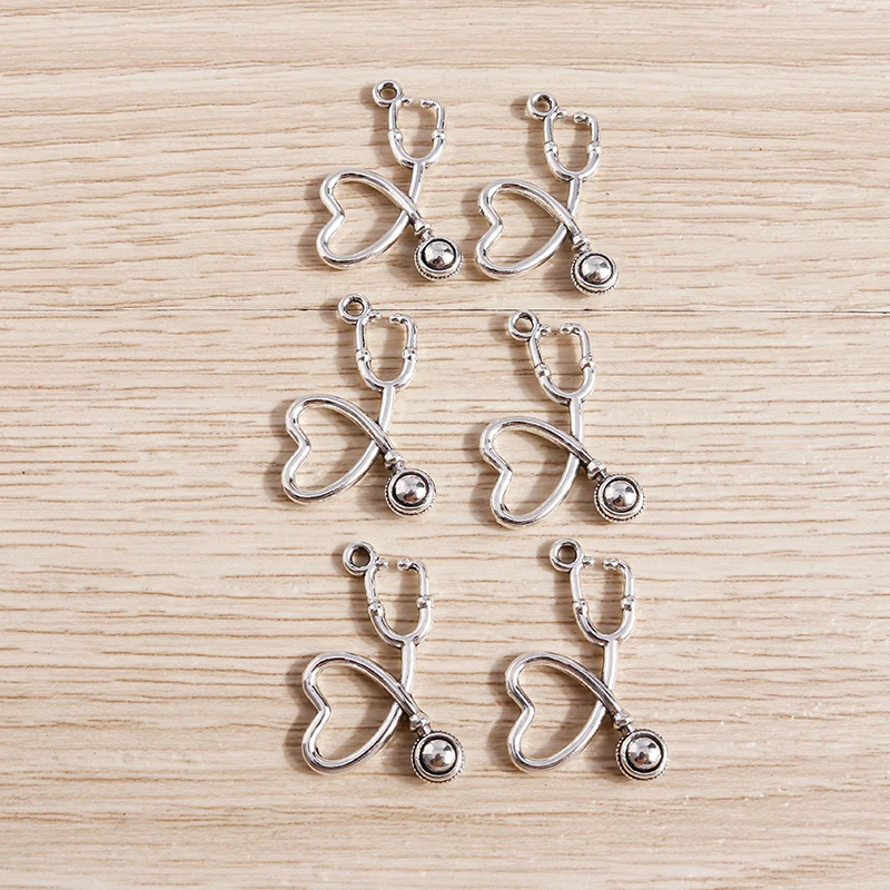 Tusember 30Pcs Alloy Medical Machinery Kit Charms Handmade Doctor Stethoscope Pendant For Jewelry Making DIY Accessories
