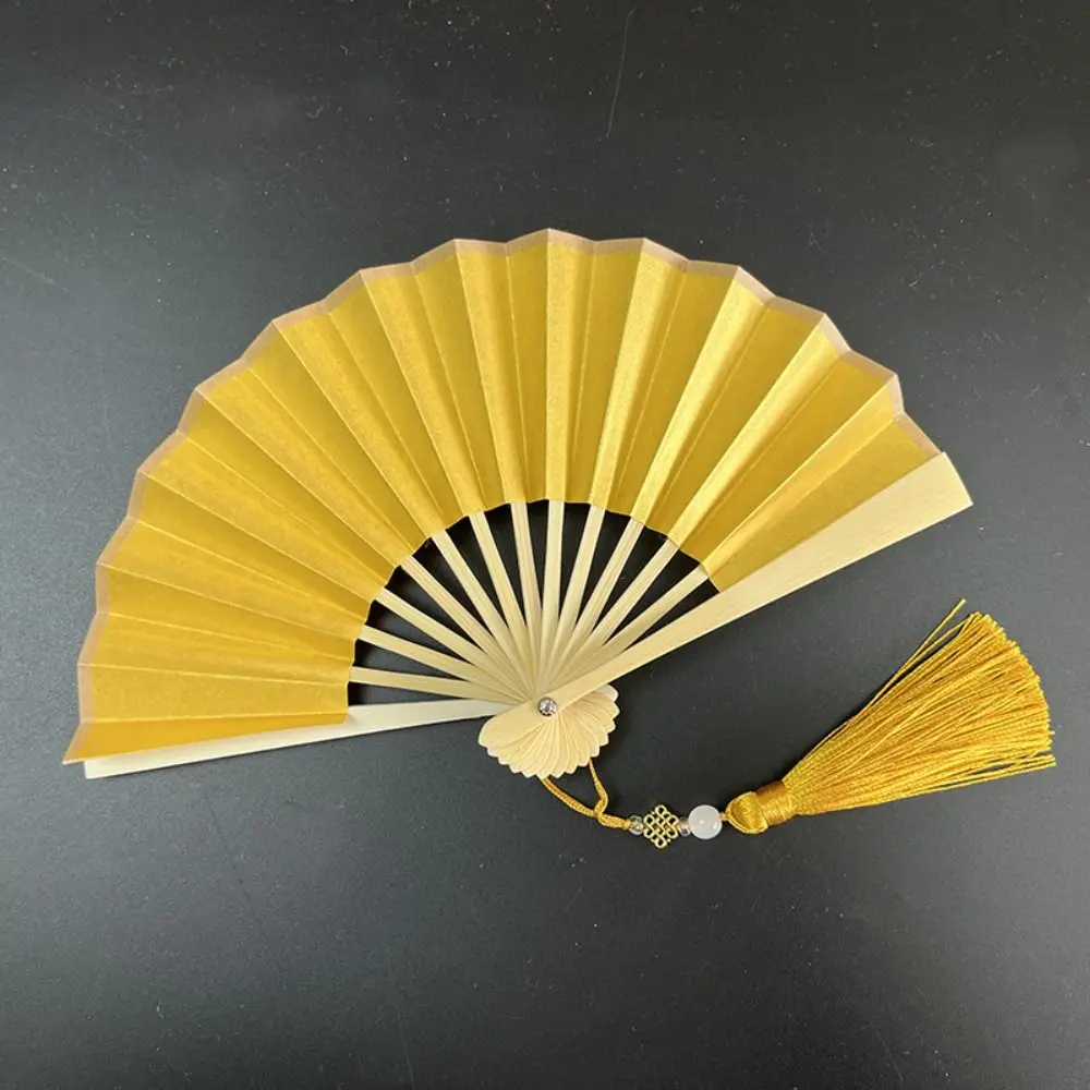 

Home Decor 4 Inch Folding Fan Mini Portable Hanfu Fan Antique Tassel Bamboo Handle Paper Fans Gift