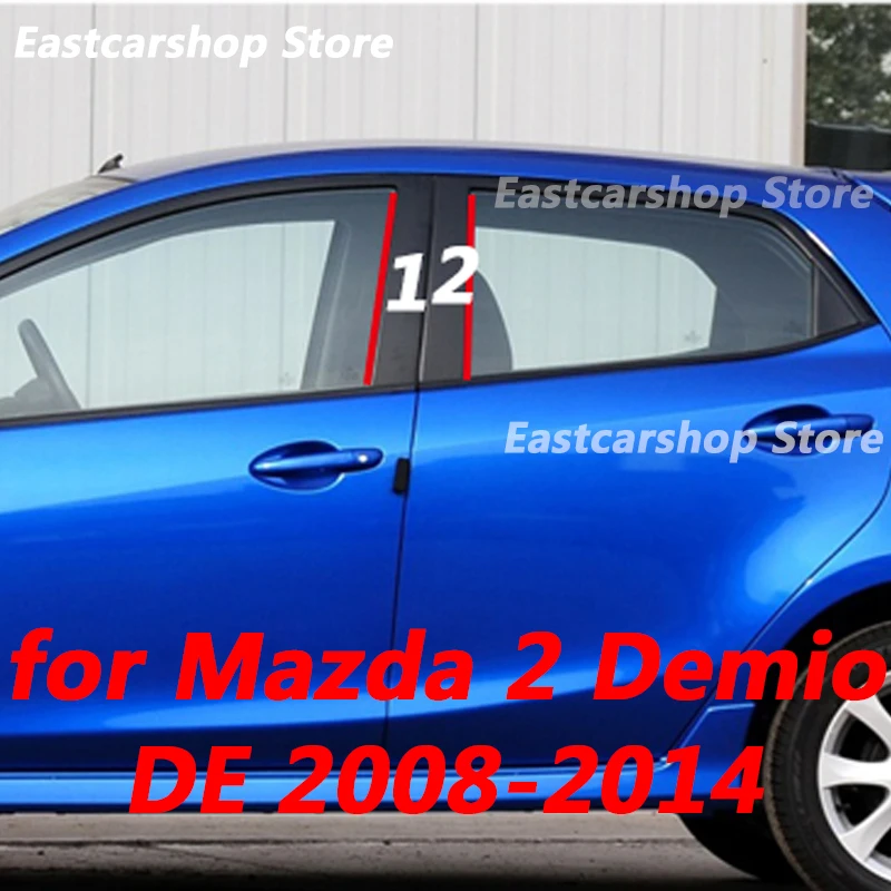 

Для Mazda 2 Demio DE 2014 2013 автомобильное окно B C наклейка центральной стойки черное углеродное волокно PC декоративный центральный чехол 2008-2012
