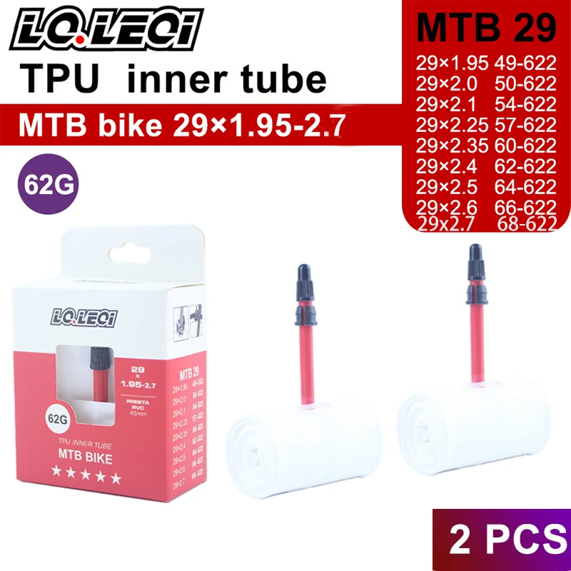 LQ.LEQI MTB 29 26 27.5 Bike Inner Tube Ultralight Camera TPU 29x1.95 2.0 2.1 2.2 2.3 2.4 2.5 2. 6 2.7 Inch Mountain Bicycle Tire