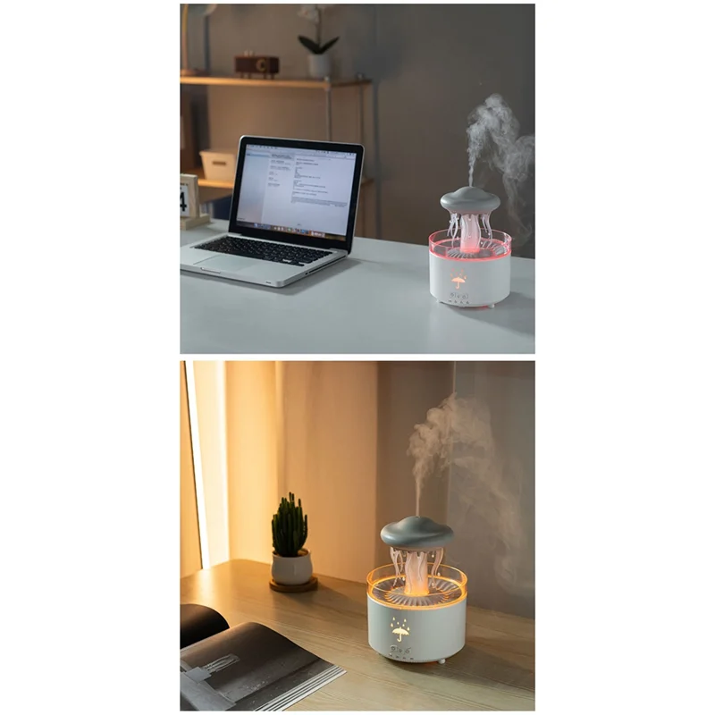 

High Quality-Raindrop Humidifier For Bedroom Office Essential Oil Diffuser With 7-Color LED Lights 300ML Dynamic Jellyfish Humid