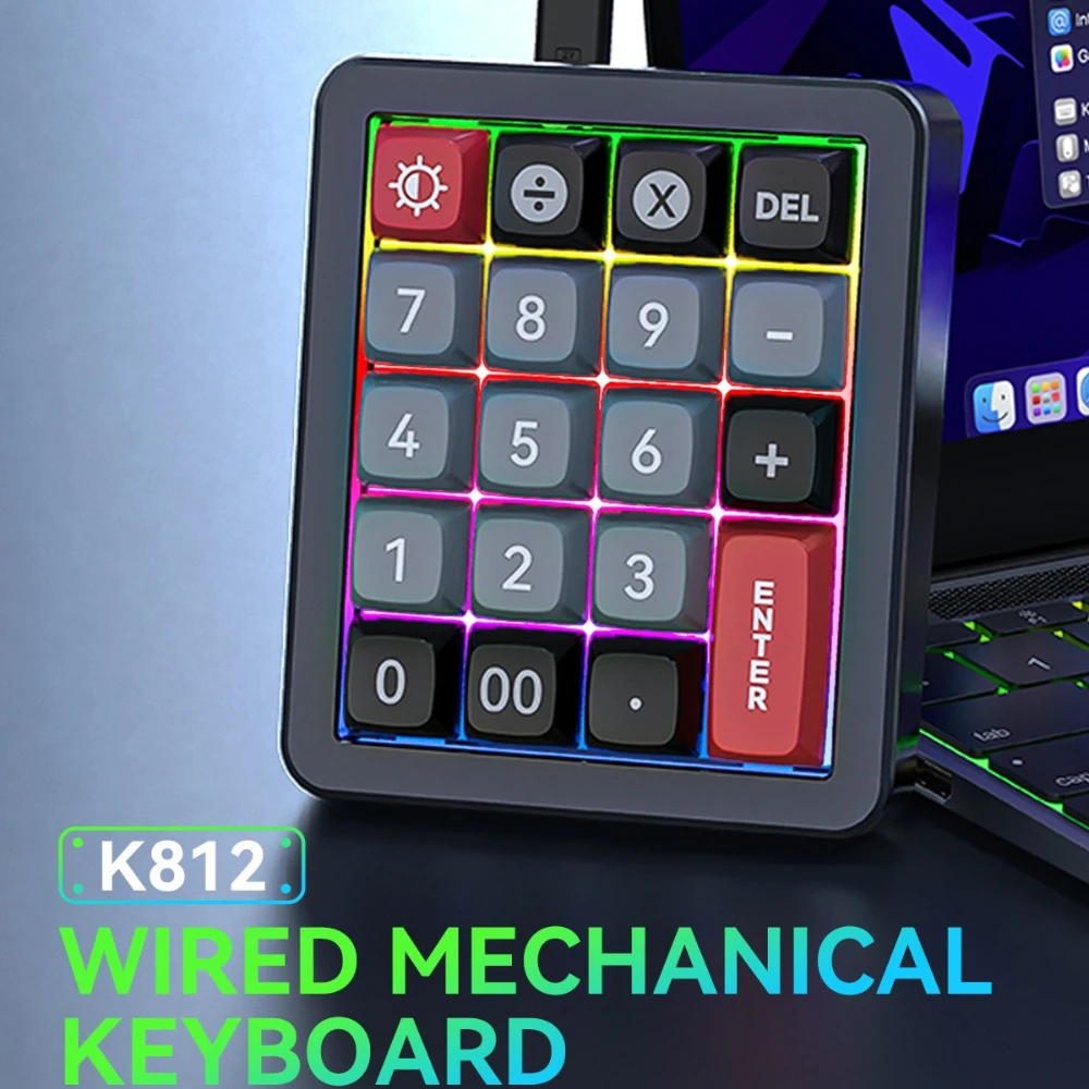 Teclado mecánico con cable K812, 3 modos, teclado numérico RGB, teclado macro intercambiable en caliente
