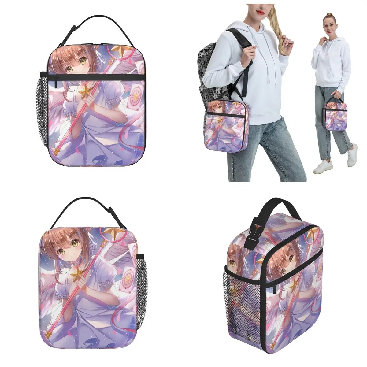 Anime Cardcaptor Sakura Merch Insulated Lunch Tote Bag For School Office Food Storage Bag Portable Cooler Thermal Lunch Boxes