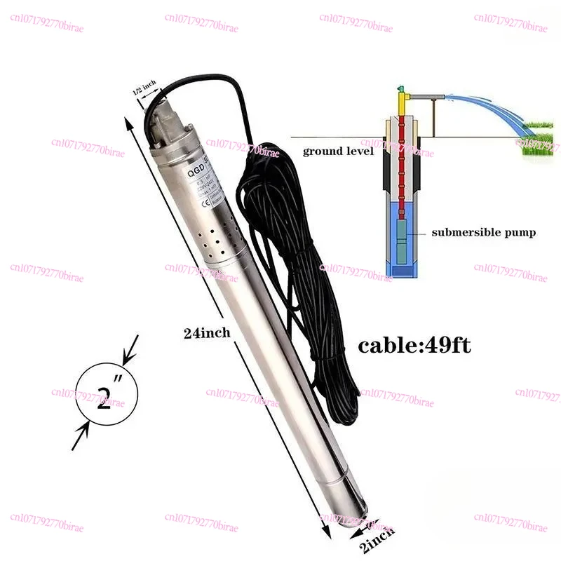 

2 Inch Water 50Mm Diameter Submersible with 304 Stainless Steel Pump Body Deep Well Pump 1000L/h