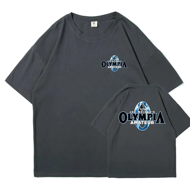 Summer 2023 OLYMPIA Men Gyms 100% Cotton Short Sleeve T Shirt Men Causal O-neck Basic T-shirts Male High Quality Tops Clothing