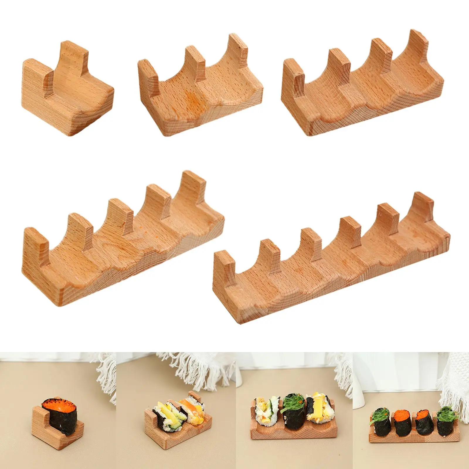Premium Wood Taco Holder Sushi Plate Rack Decorative Tray for Dining Table Party Kitchen Display view 4