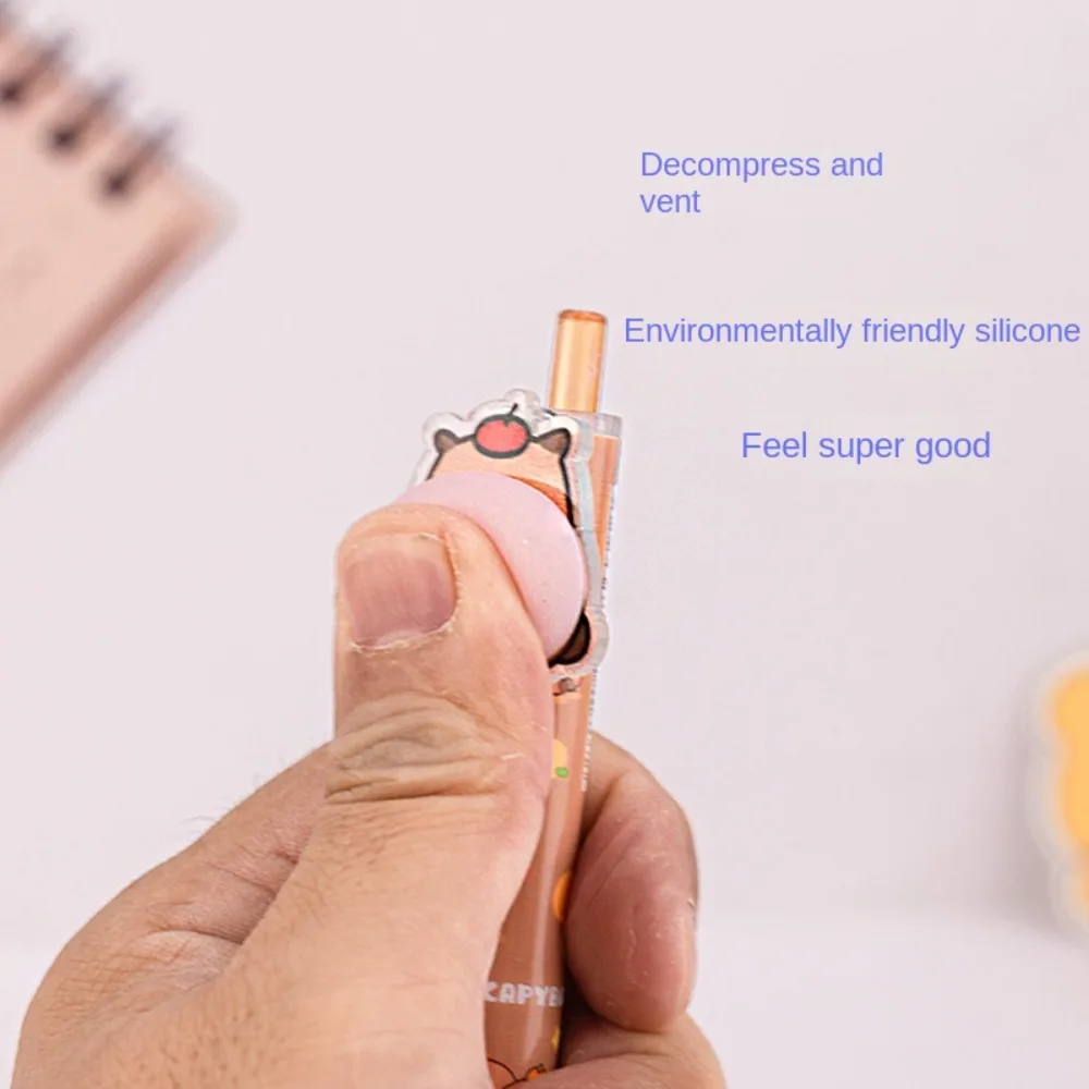 

Kawaii Black Ink Capybara Gel Pens Stationery Cartoon Happy Capybara Neutral Pen Brown Creative Capybara Press Gel Pen Girl Gift