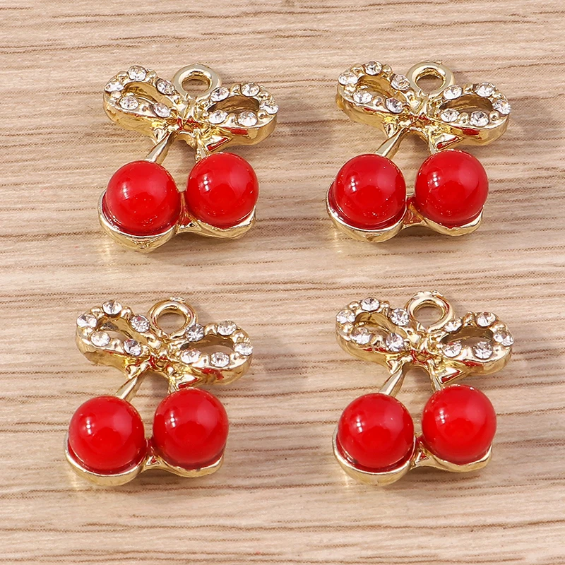10 Stück 14x19mm Niedliche Kristall-Frucht-Kirsch-Anhänger für Schmuckherstellung, Ohrringe, Halsketten, DIY Handgemachtes Bastelzubehör – Detail 6
