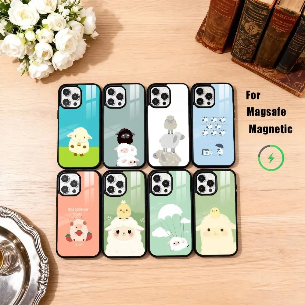 

L-Little Sheep Phone Case For iPhone17,16,15,14,13,12,11 Plus,Pro Max Magnetic For Magsafe Wireless Charging