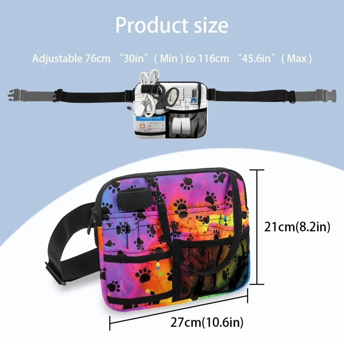 Fashion Colorful Dog Paw Designer Waist Bag Women Medical Staff Universal Fanny Pack Emergency Supplies Storage Nursing Hip Bags