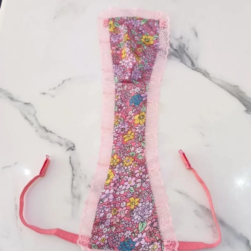 Slip en dentelle florale taille basse pour homme, culotte dos en T, sexy, réglable, couple, spectacle en direct, BF, fête privée, 7.0