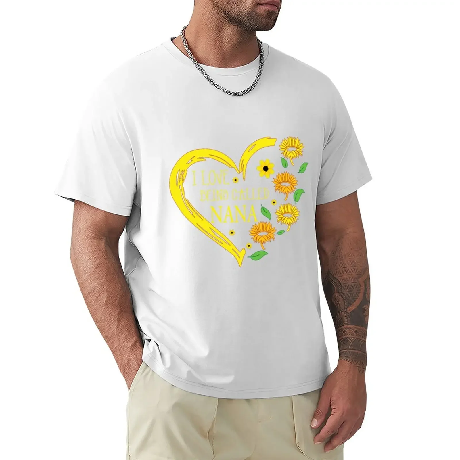 I Love Being Called Nana | Sunflower | Happiness Is Being A Nana T-Shirt boys animal print blanks men clothing