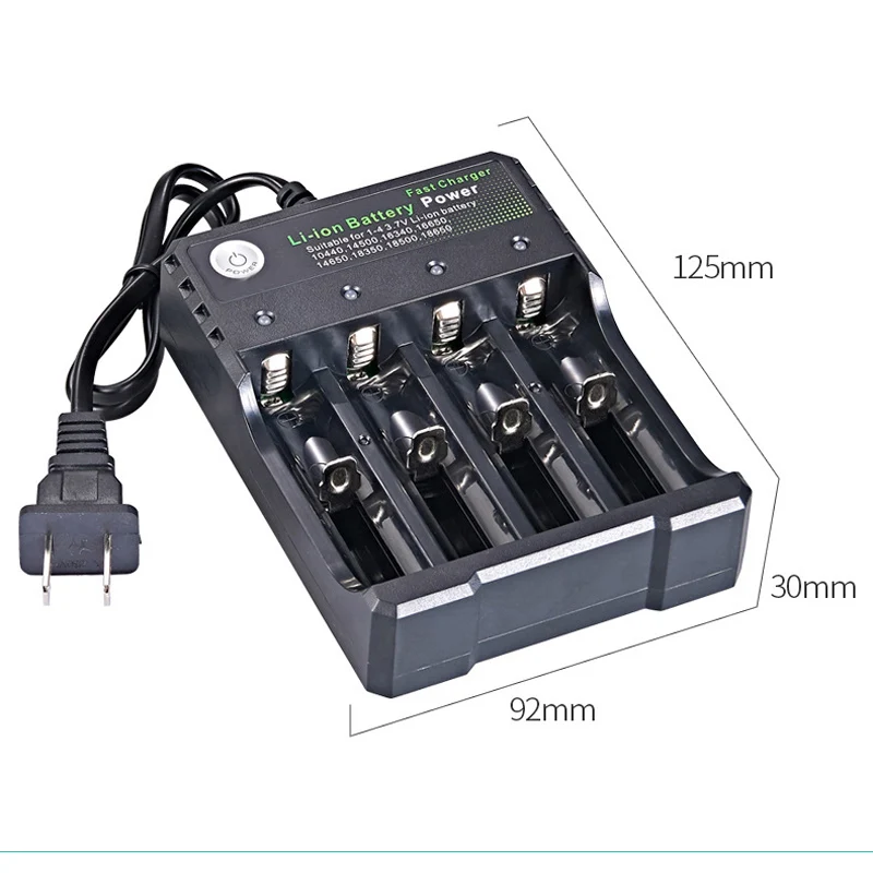 4 Slots 18650 Charger Independent Charging 3.7V Li-ion Battery Smart Charger for 10440 14500 16340 16650 14650 18350 18500 18650