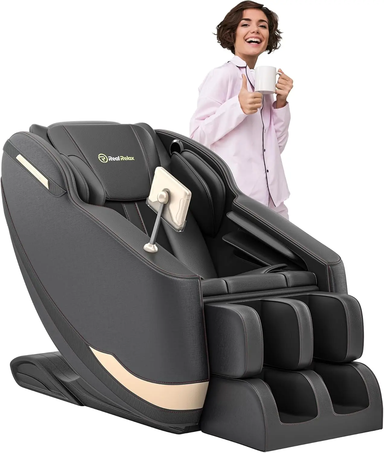 Real Relax Massage Chair Full Body, Zero Gravity Massage Chair Recliner With 6 Auto Modes, Bluetooth, Foot Rollers, Fit For