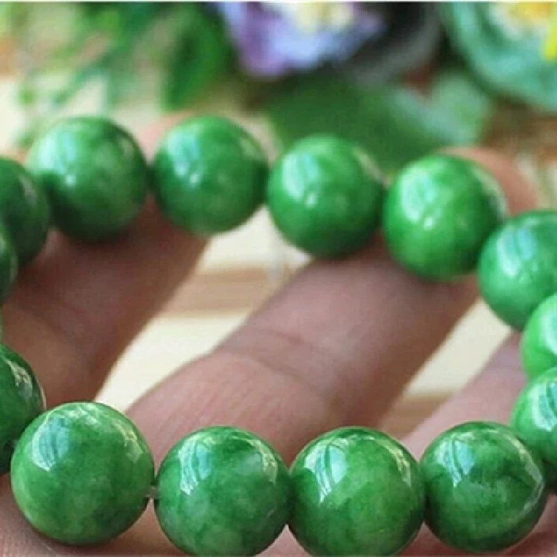 High Quality Natural Original Ecological Jewelry Round Beads Gemstone Bracelet Emerald Jade Jadeite