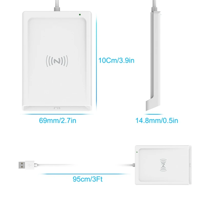 Contact + NFC 2-In-1 Smart Card Reader PC-Linked Dual-Interface Smart Card Reader/Writer Contact PCSC Smart Card Reader