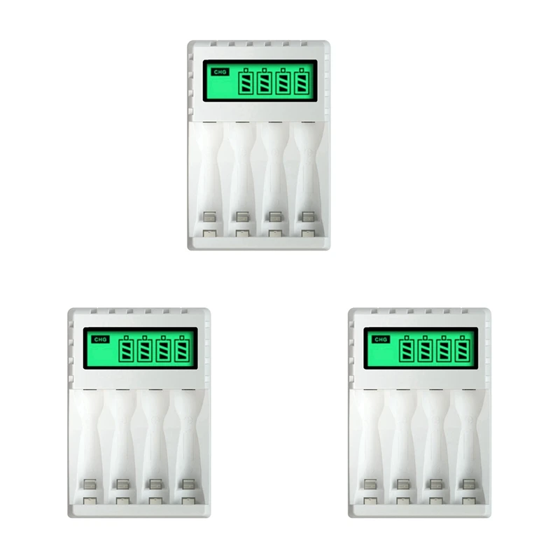 3X Smart Intelligent LCD Display Battery Charger With 4Slots For AA/AAA Nicd Nimh Rechargeable Batteries Nimh AA Charger