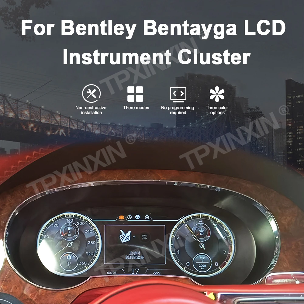 Upgrade 12.3 Inch For Bentley Bentayga 2005-2019 LCD Digital Instrument Cluster Smart Odometer Speedometer QLED Screen Cockpit