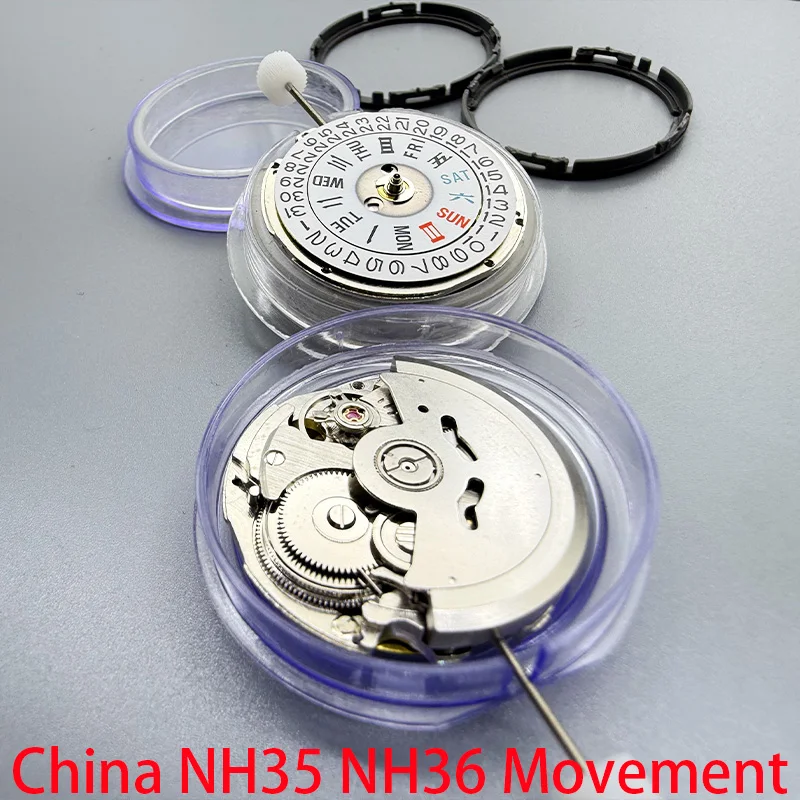 China NH35 NH36 Mechanical Movement with Movement Holder Fit NH35 NH36 Watch Case High Accuracy NH35 NH36 Watch Movt