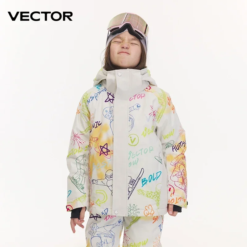 VECTOR Ski Jacket Children Hooded Sweater Reflective Boys and Girls Ski Jacket Thickened Warmth Waterproof Ski Equipment 2023