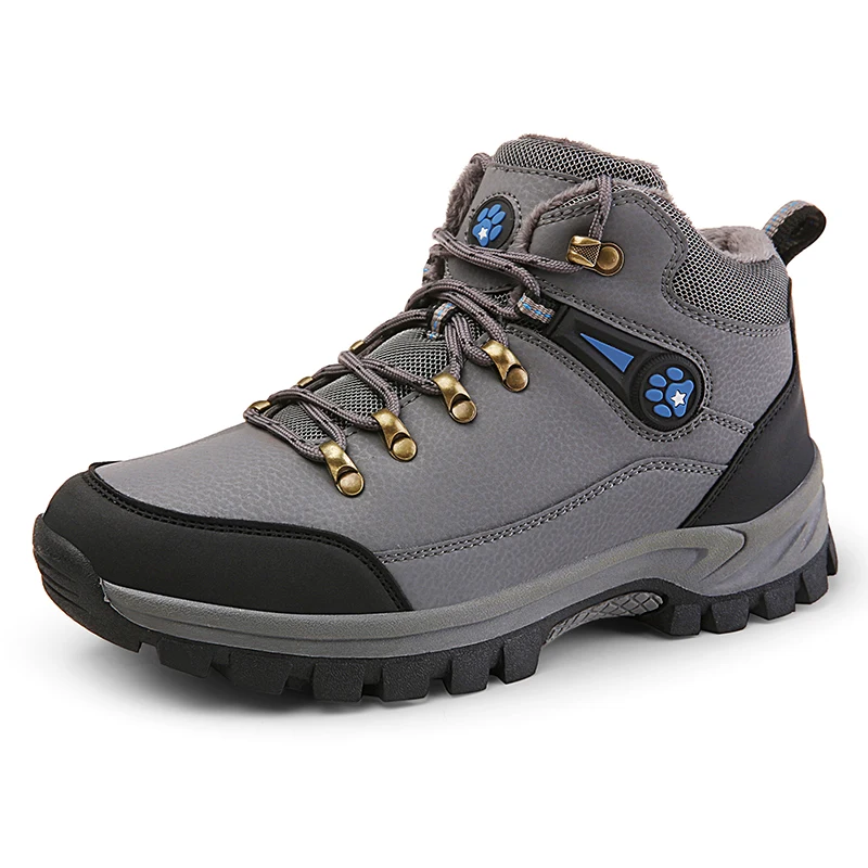 

Winter Hiking Shoes Men Boots Outdoor Mid-top Casual Anti-slip Plush Breathable Men Shoes Lace-up Thick-soled Sports Shoes Men