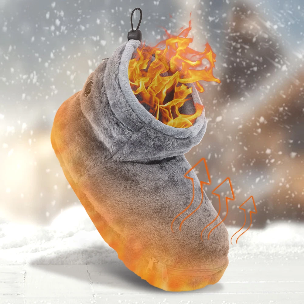 USB Heater Foot Shoes Winter Warm Snow Boots Comfortable Plush Warm Electric Slippers Feet Heated Shoes for Women Men