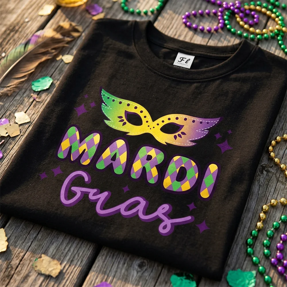 Women T Shirt Mardi Gras Carnival Mask Graphic Print Short Sleeve Cotton Casual Loose Tee Top Fashion Plus Size Female Clothes