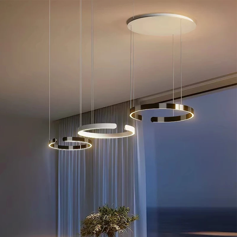 Modern Ring Pendant Lamp Remote Control Dimmable Warm White Eye Protection Led Chandelier Kitchen Island Dining Room